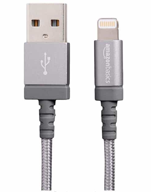 3 ft - Dark Grey Basics Apple Certified Nylon Braided Lightning to USB Cable 0.9 m 